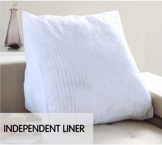 Alt view image 5 of 6 - Rucener Linen Polyester Fiber Filled Triangular Wedge Pillow Positioning Support Reading Backrest Cushion for Sofa Bed Day Bed and Upholstered Headboard with Removable and Washable Cover