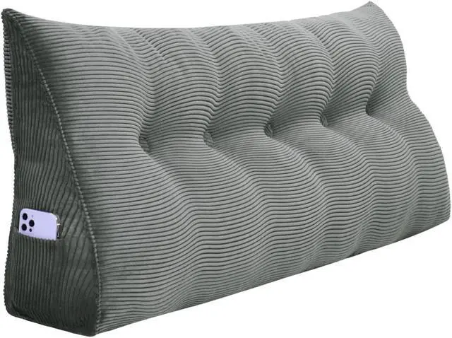 Alt view image 5 of 5 - Rucener Triangular Reading Pillow Large Bolster Headboard Backrest Positioning Support Wedge Pillow for Day Bed Bunk Bed with Removable Cover