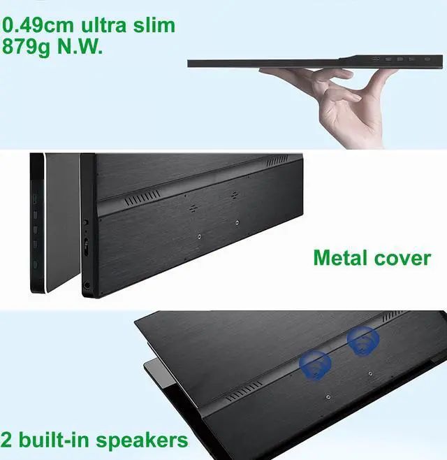 Alt view image 3 of 7 - 17.3 inch Portable Monitor Ultra Slim - Mini HDMI USB Type-C Monitor,1920 x 1080p,Built-in Speaker,IPS LCD Panel,Compatible with PS4/Switch/PC/Mac