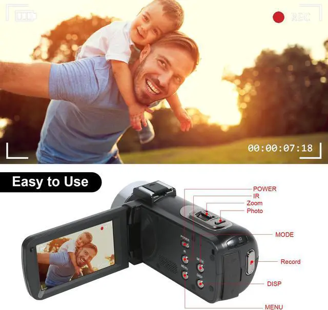Alt view image 3 of 5 - Video Camera 4K, Camera for YouTube Live Streaming 56MP, Easy to Use Vlogging Camera with External Microphone, IR Night Vision 16X Digital Zoom WiFi Remote Control Video Recorder
