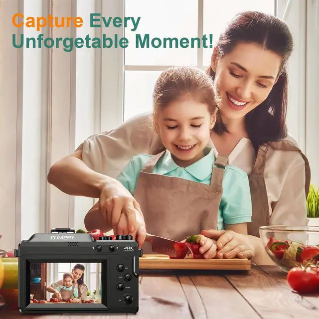 Alt view image 6 of 7 - KOMERY 4K Digital Camera for Photography,48MP Vlogging Camera for YouTube,Multi-Filters Point and Shoot Camera,WiFi Travel Camera with Auto Focus,18X Zoom,64G TF Cards,2 Batteries for Beginners-Black