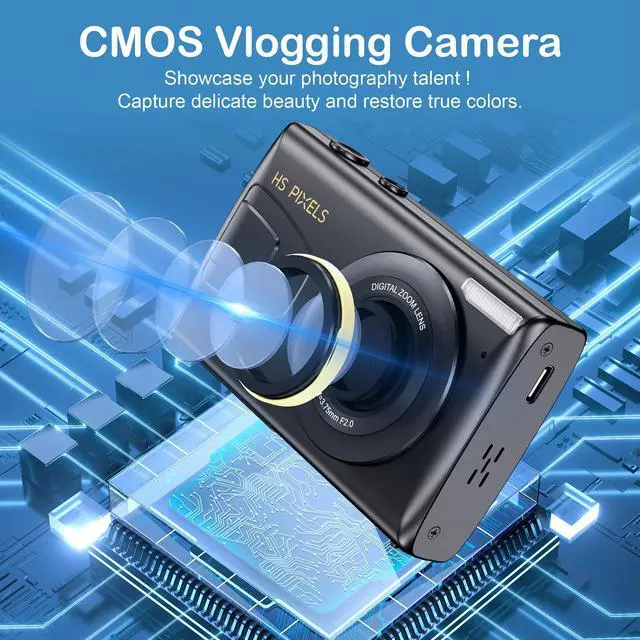 Alt view image 3 of 7 - Digital Camera, 4K Kids Camera for Photography, 64MP MP3 Player Compact Video Camera 18X Digital Zoom Vlogging Camera for YouTube, Auto Focus Point and Shoot Digital Cameras Gift for Students Teens