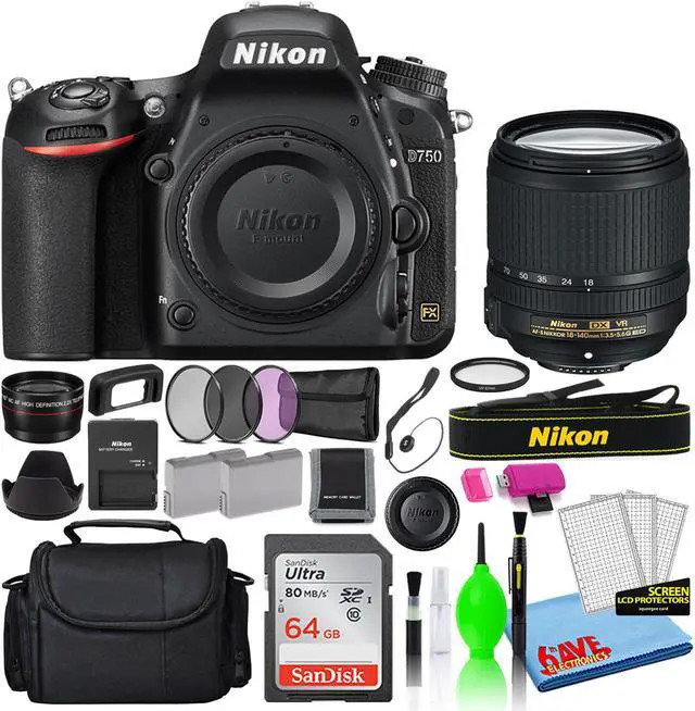 Main image of Nikon D750 Digital Camera with 18-140mm VR Lens (1581) + 64GB Card + Bag (Intl)