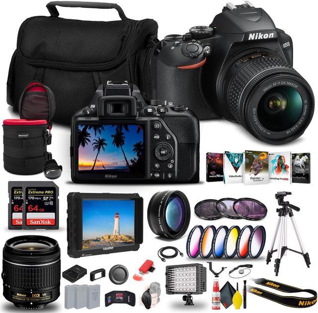 Nikon D3500 DSLR Camera with 18-55mm Lens (1590) + 4K Monitor + 2