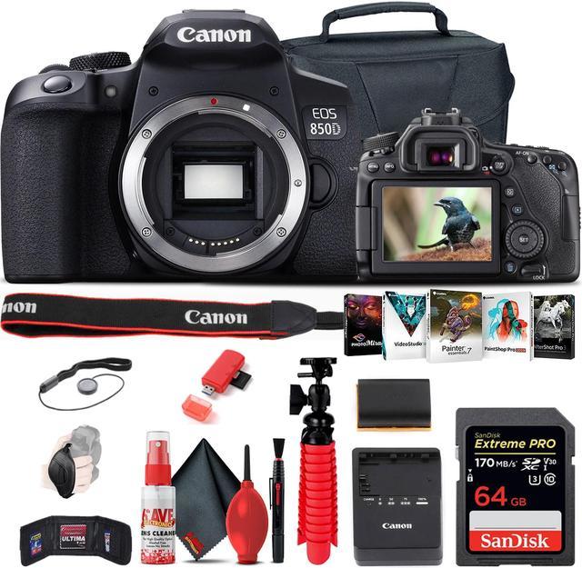 Canon EOS 4000D (Rebel T100) DSLR Camera w/Canon EF-S 18-55mm F/3.5-5.6  Zoom Lens + Case + Sandisk 64GB Memory Card + 3pc Filter Kit + Card Reader  +