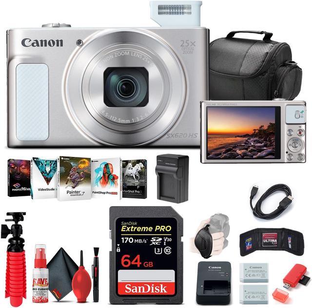 Canon PowerShot SX620 HS Digital Camera (White) (1074C001) + 64GB