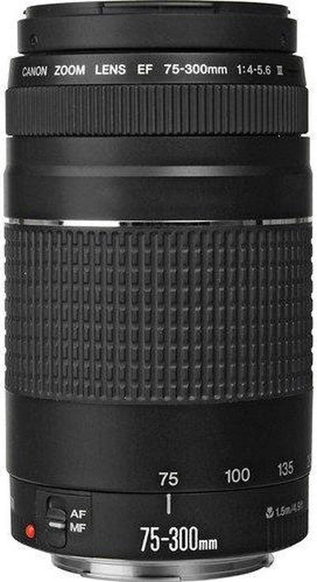 Canon EF 75-300mm f/4-5.6 III Telephoto Zoom Lens 6473A003 Bundle with  Tulip Lens Hood + Filter Kit+ Lens Case + More