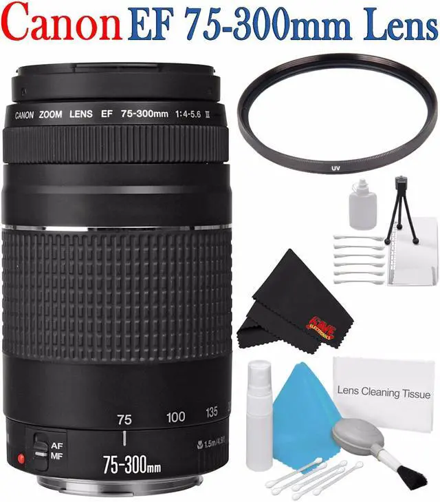 Main image of 6Ave Canon EF 75-300mm f/4-5.6 III Telephoto Zoom Lens 6473A003 + 58mm UV Filter + Deluxe Starter Kit + Deluxe 3pc Lens