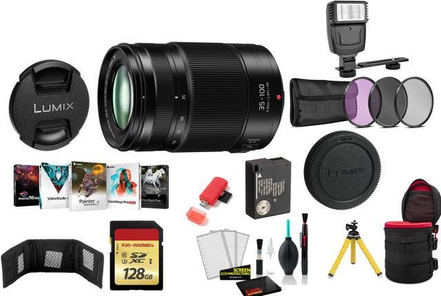 Panasonic Lumix G X Vario 35-100mm f/2.8 II POWER O.I.S. Lens with 128GB  Memory Card and More