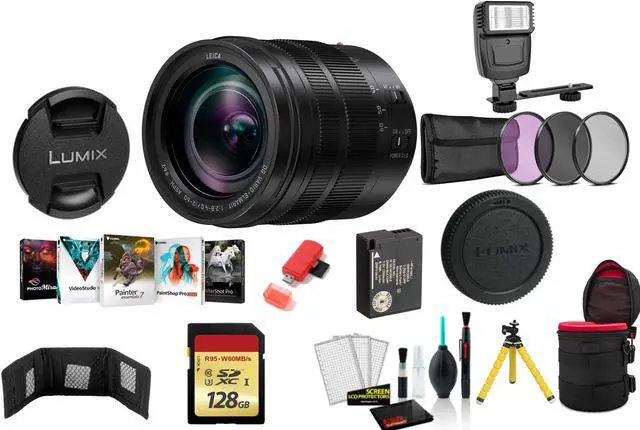 Main image of Panasonic Leica DG Vario-Elmarit 12-60mm f/2.8-4 ASPH. POWER O.I.S. Lens with 128GB Memory Card and More (International Model)