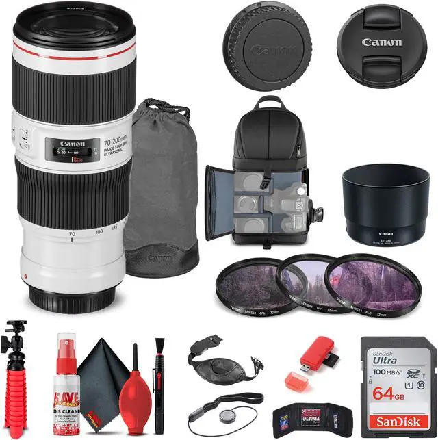 Main image of Canon EF 70-200mm f/4L IS II USM Lens (2309C002) + Filter Kit + BackPack + More