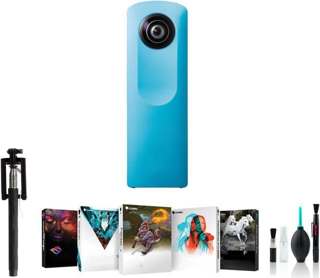 Ricoh Theta m15 Spherical VR Digital Camera Blue with Corel Photo