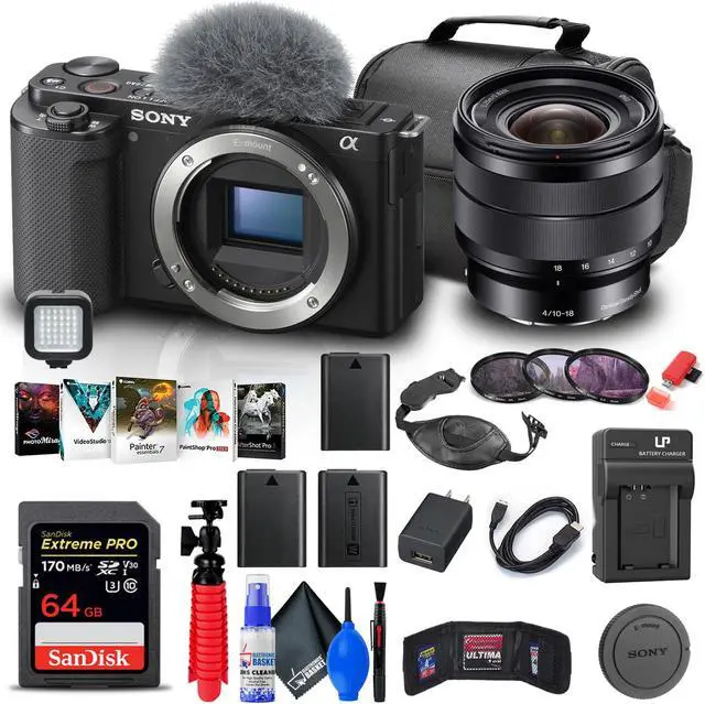 Main image of Sony ZV-E10 Mirrorless Camera with 16-50mm Lens + 64GB Card + Filter + More