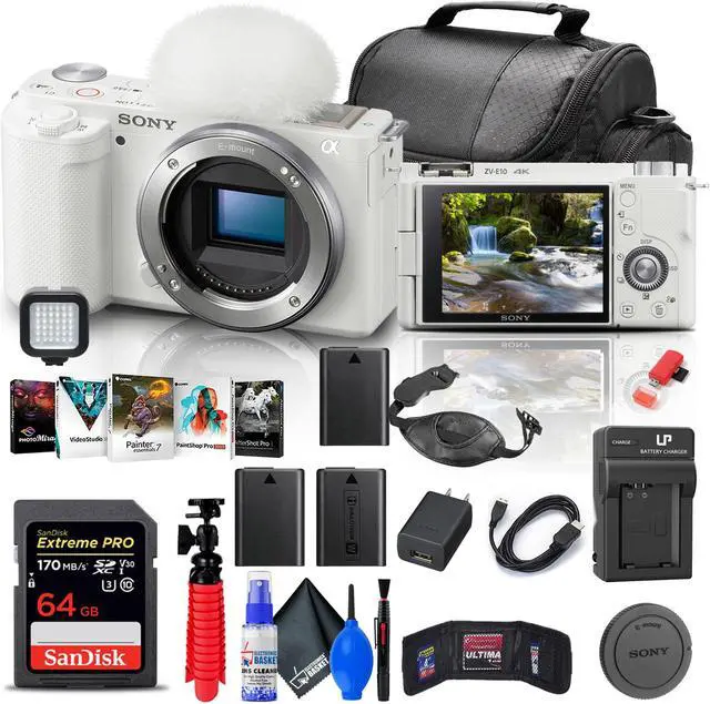 Main image of Sony ZV-E10 Mirrorless Camera + 64GB Memory Card + Corel Photo Software + More