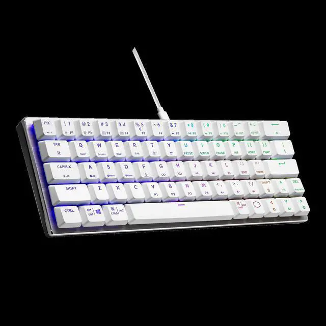 Main image of Cooler Master SK620 60% Sliver White Mechanical Keyboard with Low Profile Red Switches, New and Improved Keycaps, and Brushed Aluminum Design