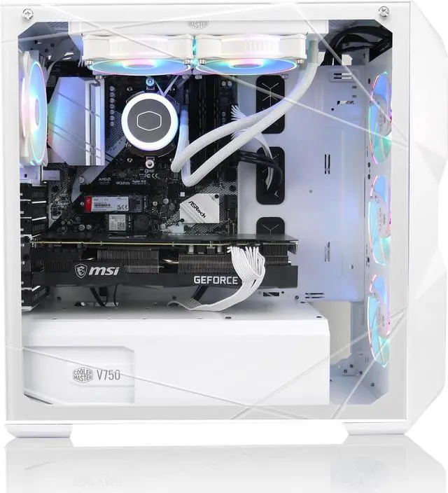 Alt view image 2 of 4 - AVGPC Blizzard Series Gaming PC -Ryzen 7 3700X 3.6GHz, RX 6800 XT 16GB, 16GB 3600MHz DDR4, 1TB NVME M.2 SSD, 240mm Liquid Cooler, ARGB Fans, Wifi/AC, TD500 Mesh White Case, Windows 11