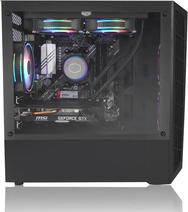 Alt view image 2 of 4 - AVGPC Quiet Series Gaming PC - Intel i5-12400F 2.5GHz, GTX 1050Ti 4GB, 8GB 3200MHz DDR4, 480GB SSD, 240mm Liquid Cooler, ARGB Fans, Wifi/AC, MB320L/MB311 Case, Windows 10