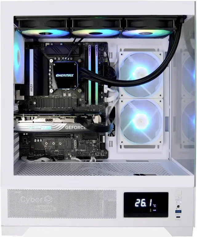 Alt view image 2 of 7 - AVGPC Whirlwind Gaming PC | Intel i7 14700KF | RTX 4070 Super | 32GB 6000MHz DDR5 | 2TB NVME M.2 SSD | 360MM AIO Liquid Cooling | WiFi/AC | Tempered Glass Case White | Windows 11 Home