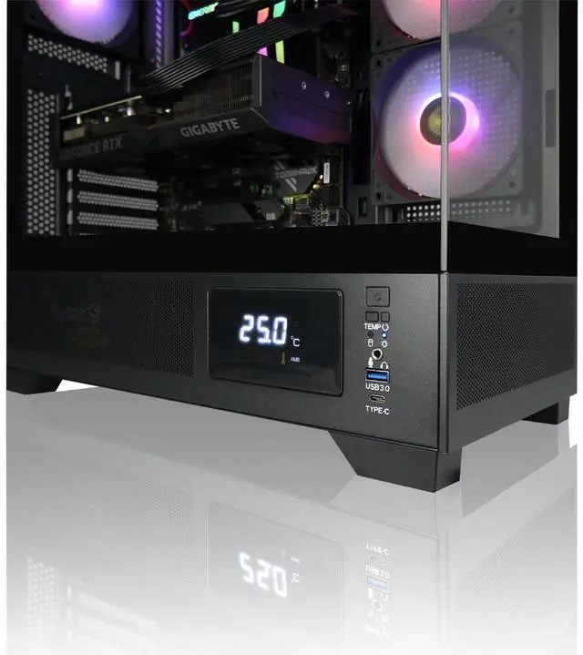 Alt view image 2 of 7 - AVGPC Whirlwind Gaming PC | AMD Ryzen 7 9700X Zen 5 | Nvidia Geforce RTX 5070 | 32GB 6000MHz DDR5 | 1TB NVME M.2 SSD | 360MM AIO Liquid Cooling | WiFi/AC | Windows 11 Home Black