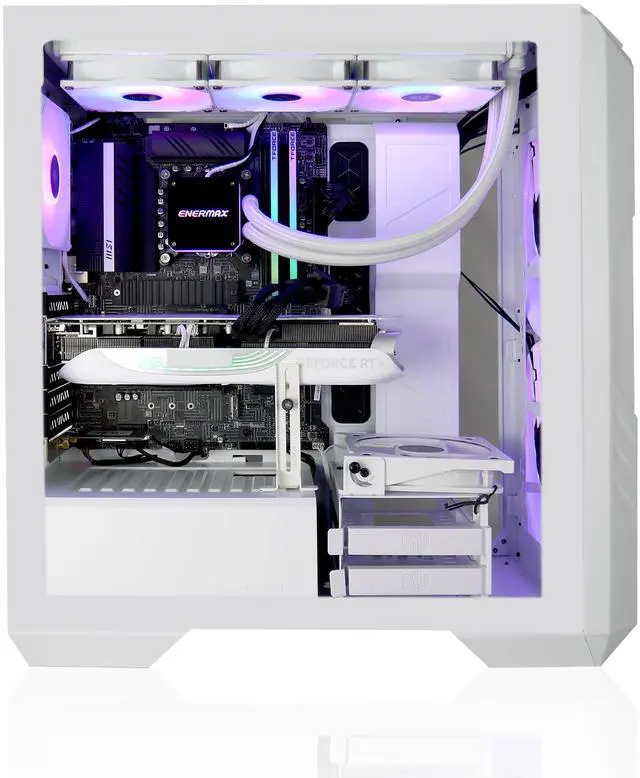 Alt view image 3 of 5 - AVGPC FrostFire Creator Gaming PC AMD Ryzen 9 9900X3D, NVIDIA GeForce RTX 5070 Ti, 2TB nVME, 64GB RAM DDR5, 360mm Liquid Cooling, Win 11 Pro, White