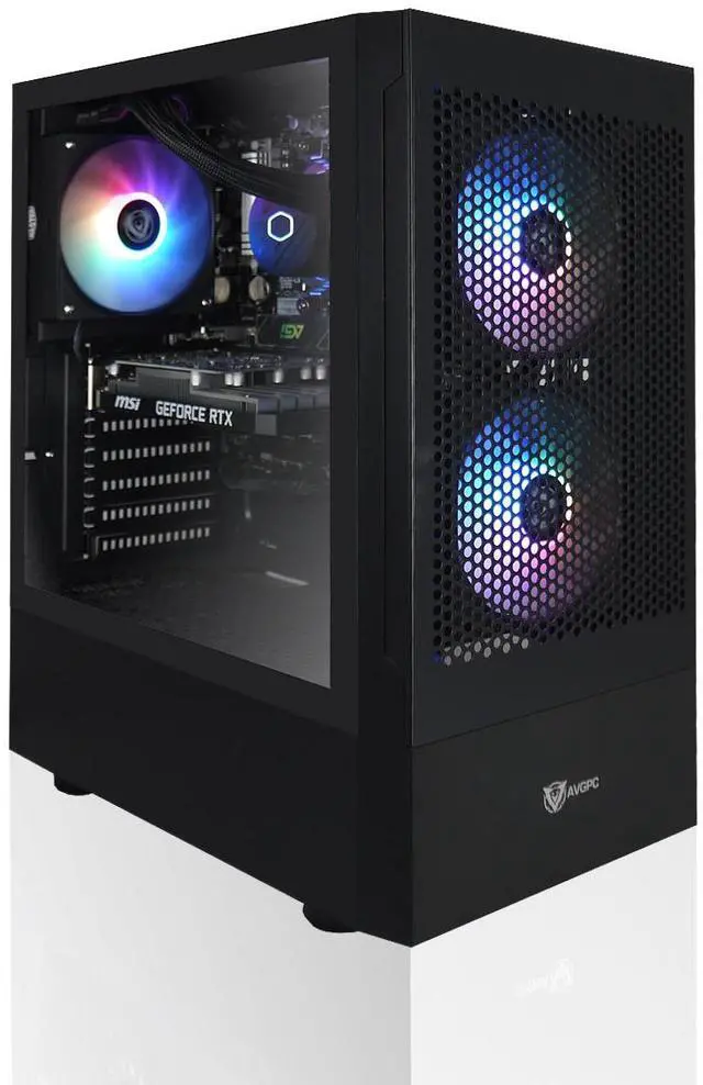 Main image of AVGPC Max Series Gaming PC - AMD Ryzen 7 5700X 4.6 GHz, GeForce RTX 5060 Ti GPU , 32GB RAM, 1TB M.2 NVMe SSD, AIO CPU Liquid Cooler, ARGB Fans, Wifi/AC, MAX ATX Case, Windows 11 Black