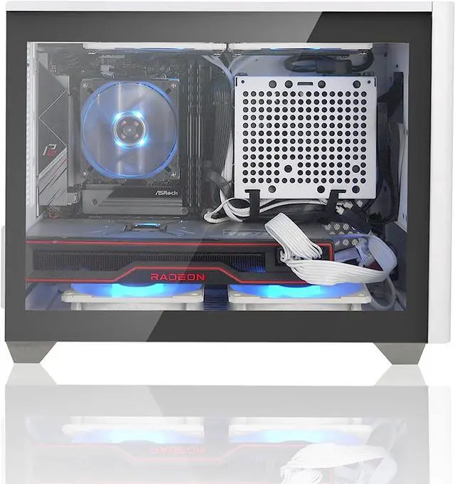 Alt view image 4 of 5 - AVGPC Mini-X SFF Gaming PC - Ryzen 7 5700X  RX 9060 XT 8G VRAM, 16GB DDR4 RAM, 1TB NVME M.2 SSD, Heat-Pipe Cooler, ARGB Fans, Wifi/AC, mini Case, Windows 11 white