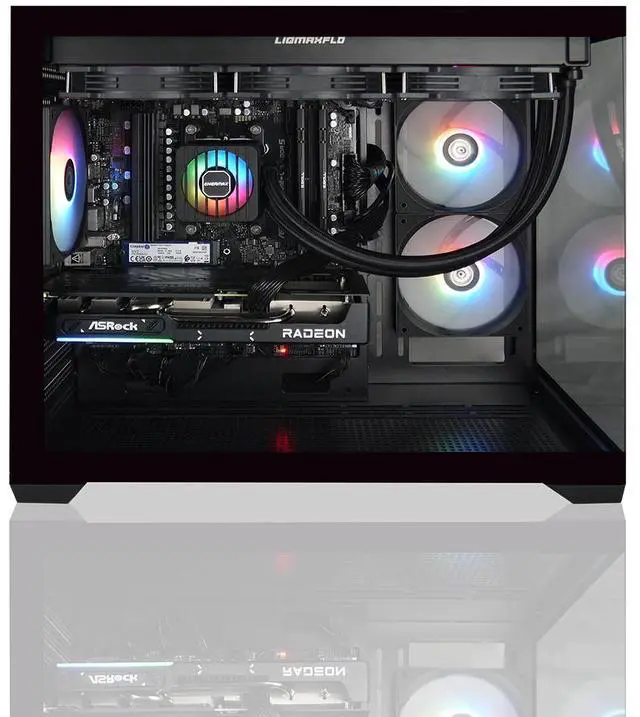 Alt view image 2 of 7 - AVGPC Hellfire Gaming PC AMD Ryzen 5 9600X;  Radeon RX 9060 XT 8GB; 32GB DDR RAM; 1 TB NVME M.2 SSD; 360mm AIO Liquid Cooler; ARGB Fans; WiFi/AC ; Dual Chamber Case; Windows 11 Home