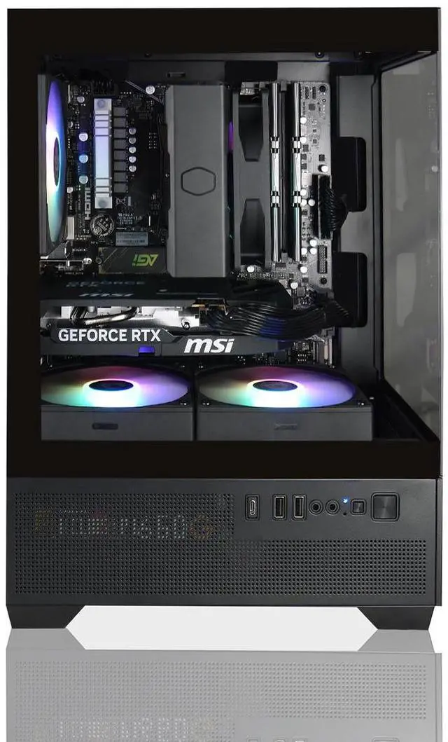 Alt view image 2 of 4 - AVGPC Mini-X Gaming PC - AMD Ryzen 7 5700X 4.6 GHz, Nvidia 5060Ti 16G VRAM, 32GB 3200MHz DDR4 RAM, 1TB NVME M.2 SSD, Hyper 212 Cooler, Wifi/AC, black Case, Windows 11