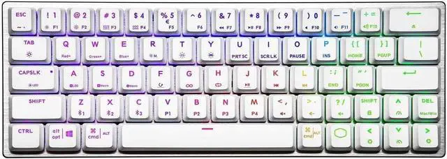 Alt view image 6 of 8 - Cooler Master SK622 Gaming Keyboard - Wired/Wireless Connectivity - Bluetooth - USB 2.0 Type A Interface - Mac OS, Android, Windows - Mechanical Keyswitch - White-Blue switch
