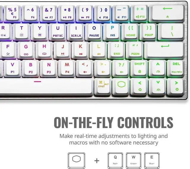 Alt view image 7 of 8 - Cooler Master SK622 Gaming Keyboard - Wired/Wireless Connectivity - Bluetooth - USB 2.0 Type A Interface - Mac OS, Android, Windows - Mechanical Keyswitch - White-Blue switch