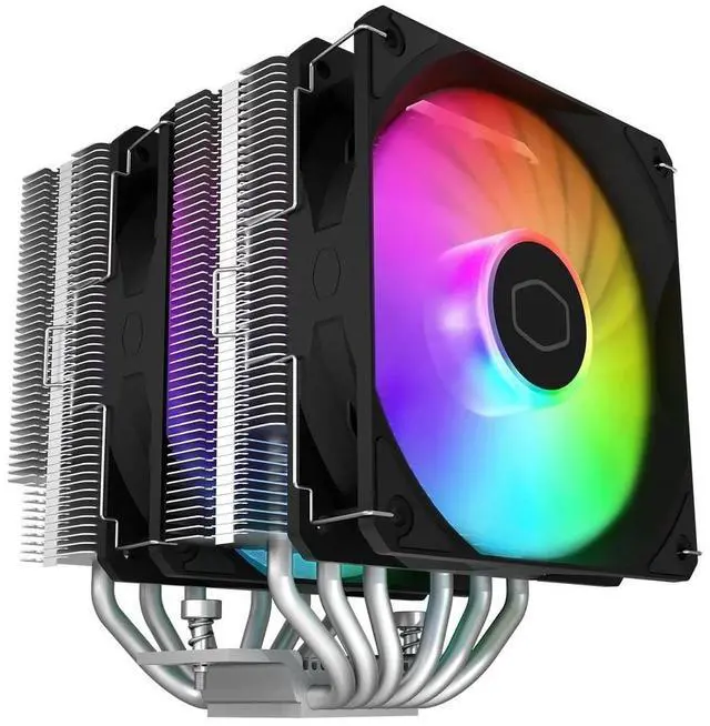 Main image of Cooler Master Hyper 620S Dual Tower CPU Air Cooler, ARGB Sync, 120mm PWM Fan, 6 Copper Direct Contact Heat Pipes, 154.9mm Tall, Brackets AMD Ryzen AM5/AM4, Intel LGA 1851/1700/1200 (RR-D6NA-17PA-R1)