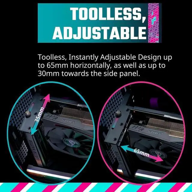 Alt view image 3 of 5 - Cooler Master Vertical GPU Card Holder Kit V3, PCIe 4.0 | 5.0 Motherboards | GPUs RTX 5090 | RX 9070 XT, ABS Casing, 165mm Length, Modular| Adjustable for E-ATX|ATX|Micro ATX Case