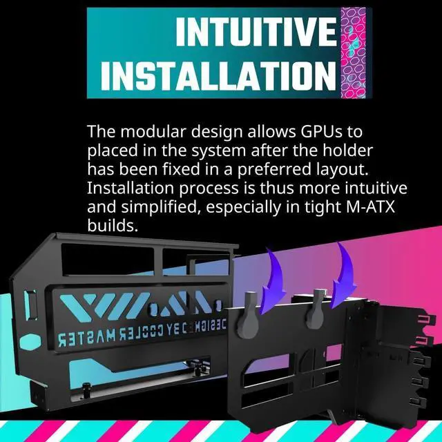 Alt view image 4 of 5 - Cooler Master Vertical GPU Card Holder Kit V3, PCIe 4.0 | 5.0 Motherboards | GPUs RTX 5090 | RX 9070 XT, ABS Casing, 165mm Length, Modular| Adjustable for E-ATX|ATX|Micro ATX Case