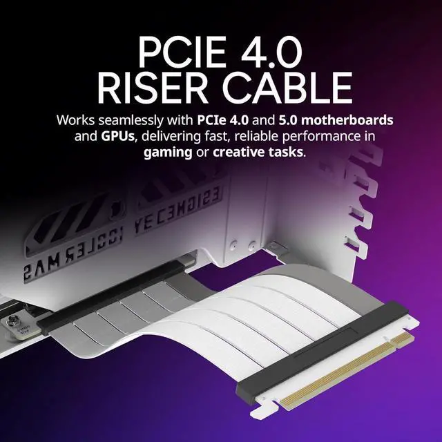 Alt view image 5 of 7 - Cooler Master MasterAccessory Vertical Graphics Card Holder Kit V3 White with Premium Riser Cable PCI-E 4.0 x16 - 165mm, Compatibility PCIe 4.0 and older for E-ATX, ATX , Micro ATX Chassis (MCA-U000R-