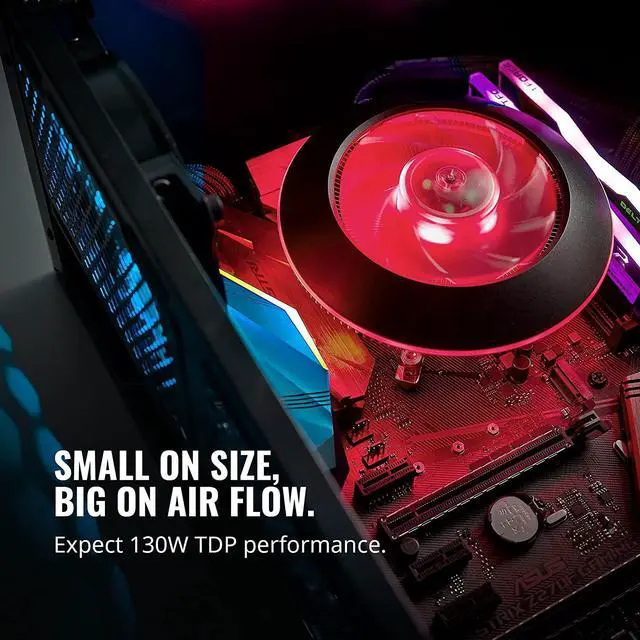 Alt view image 6 of 7 - Cooler Master MasterAir G100M RGB Top Down Low Profile Mini ITX CPU Air Cooler, Copper Heat Column Base, Aluminum Fins, 92mm RGB Ring Fan, RGB Lighting for AMD Ryzen/Intel LGA1200/1151