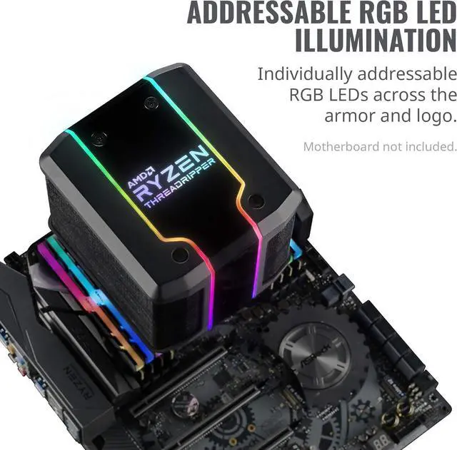 Alt view image 2 of 7 - Cooler Master AMD Wraith Ripper ThreadRipper TR4 High Performance CPU Air Cooler, Addressable RGB Threadripper logo's display, 7 Heat Pipes, Dual Tower Heatsink, Wraith Armor Air-Guide