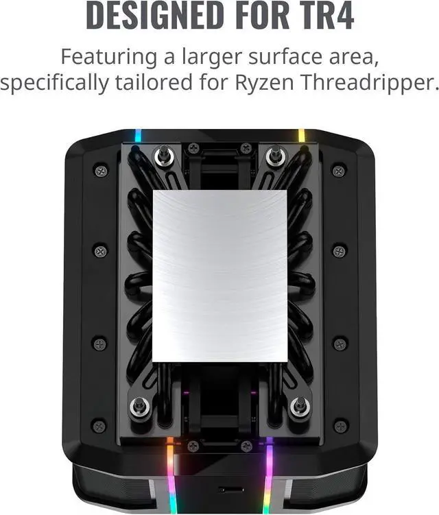 Alt view image 3 of 7 - Cooler Master AMD Wraith Ripper ThreadRipper TR4 High Performance CPU Air Cooler, Addressable RGB Threadripper logo's display, 7 Heat Pipes, Dual Tower Heatsink, Wraith Armor Air-Guide