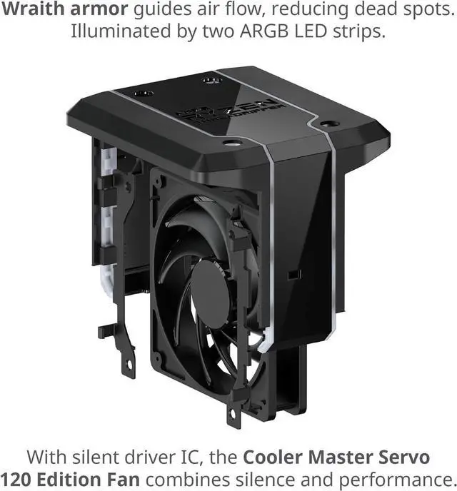 Alt view image 6 of 7 - Cooler Master AMD Wraith Ripper ThreadRipper TR4 High Performance CPU Air Cooler, Addressable RGB Threadripper logo's display, 7 Heat Pipes, Dual Tower Heatsink, Wraith Armor Air-Guide