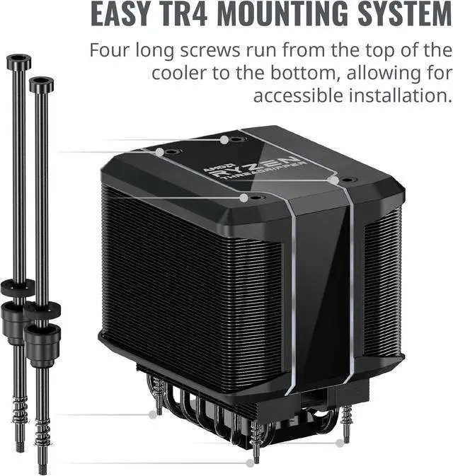 Alt view image 7 of 7 - Cooler Master AMD Wraith Ripper ThreadRipper TR4 High Performance CPU Air Cooler, Addressable RGB Threadripper logo's display, 7 Heat Pipes, Dual Tower Heatsink, Wraith Armor Air-Guide
