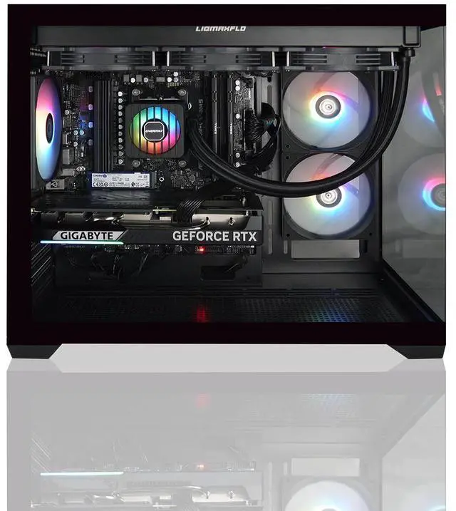 Alt view image 3 of 7 - AVGPC Hellfire Gaming PC AMD Ryzen 7 5700X; GeForce RTX 5070 12GB; 32GB DDR4 RAM; 1 TB NVME M.2 SSD; 360mm AIO Liquid Cooler; ARGB Fans; WiFi/AC ; Dual Chamber Case; Windows 11 Home