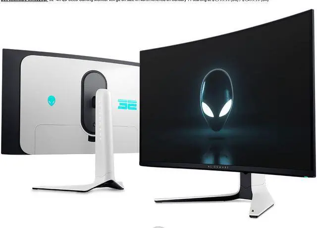 Alt view image 4 of 4 - Alienware AW3225QF 31.6" Quantum Dot OLED 240Hz Curved Gaming Monitor, Lunar Light