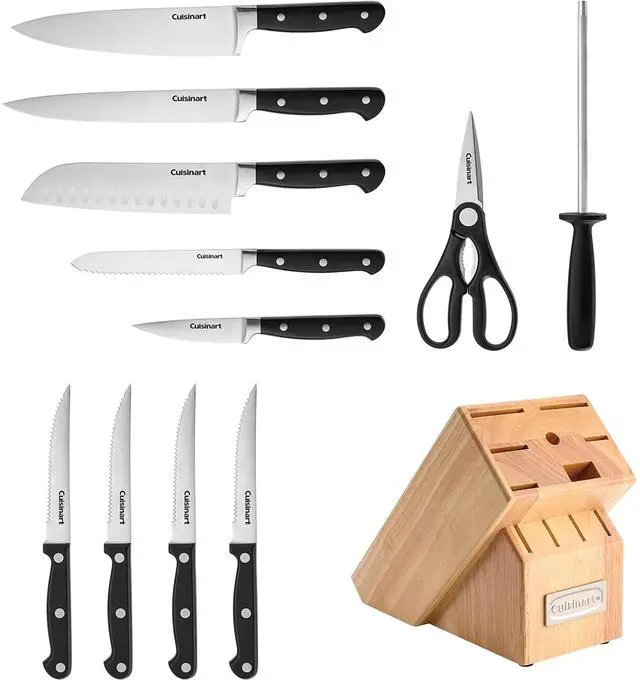 Main image of Cuisinart C77TR-12P3 12pc Black Triple Rivet Block Set, Silver