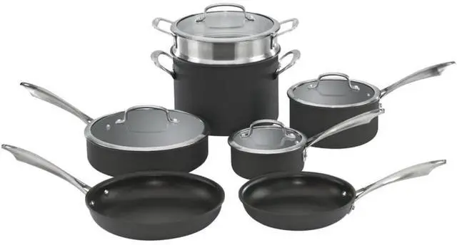 Main image of Cuisinart Anodized 11-Piece Cookware Set Dishwasher-Safe-Hard, Black