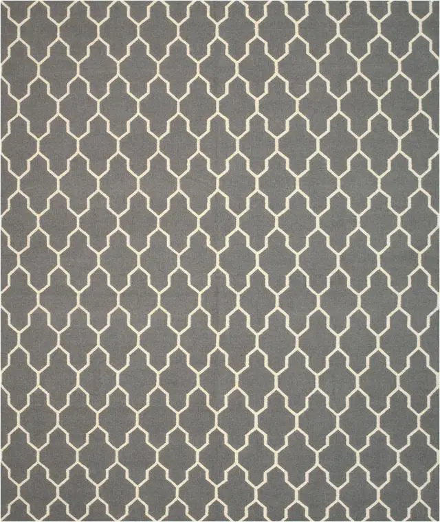 Alt view image 2 of 4 - EORC DM12GY56X8 Handmade Wool Reversible Modern Moroccan Kilim Rug, 5'6 x 8', Gray