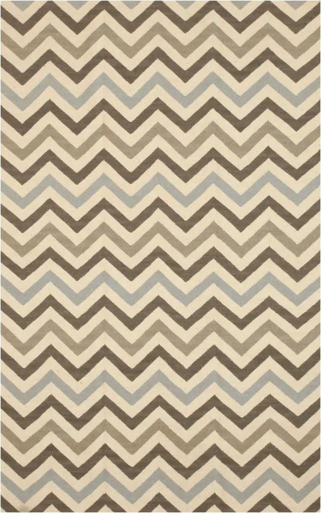 Main image of EORC DM79MU8X10 Handmade Wool Flatweave ReversibleChevron Rug, 8' x 10', Multicolored