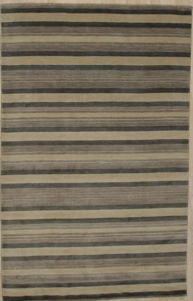Alt view image 2 of 5 - Handmade Wool Multi-Colored Transitional Stripe Lori Toni Rug, Made in India