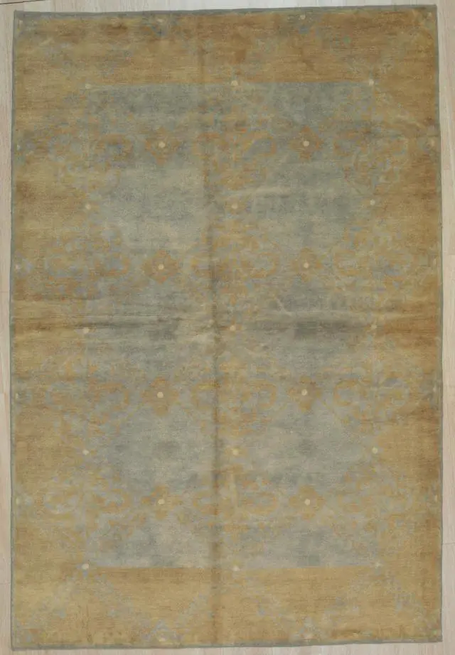 Alt view image 2 of 4 - Handmade Wool Blue Transitional All Over Ningxia Rug, Made in India