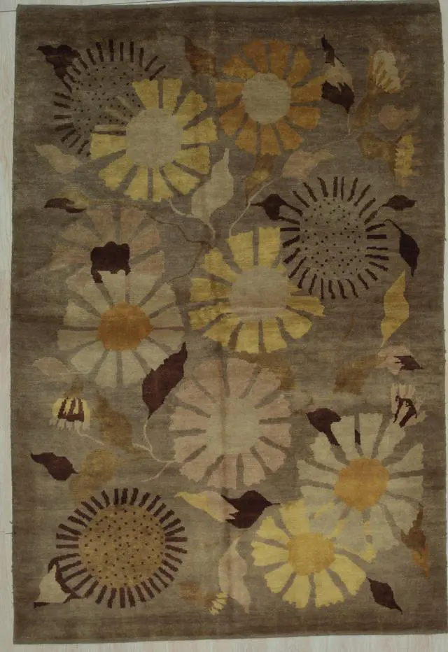 Alt view image 2 of 4 - Handmade Wool Brown Transitional All Over Ningxia Rug, Made in India