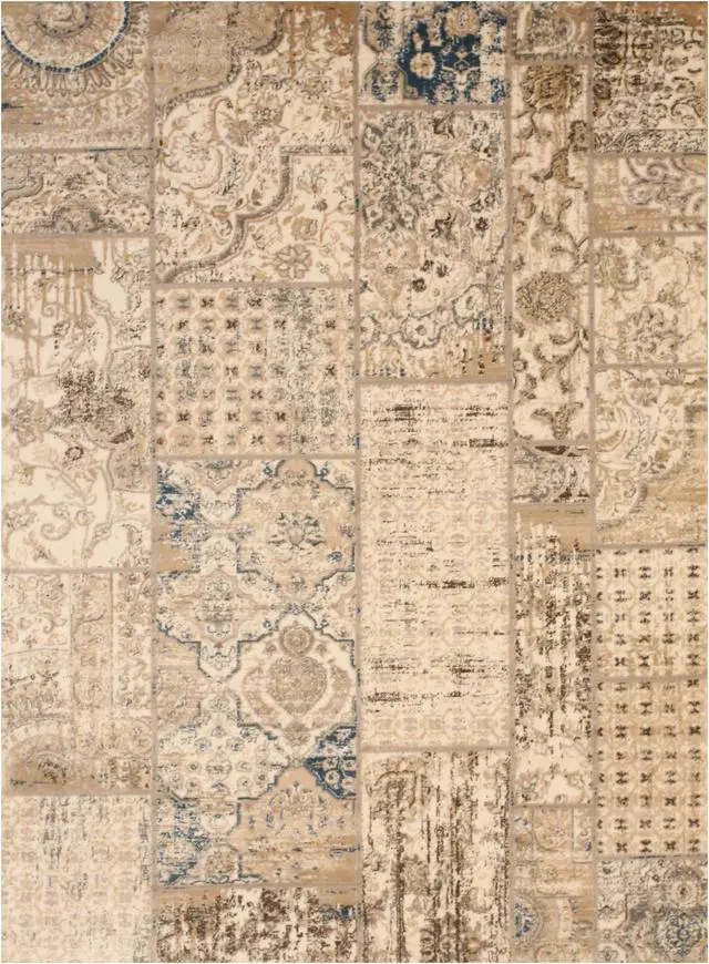 Alt view image 2 of 4 - Ivory Distressed Bohemian Isabella Rug, Made in India