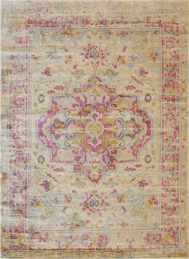 Alt view image 2 of 4 - EORC FL72IV5X7 machine-made Polypropylene Capella Rug, 5'3 x 7'3, Ivory